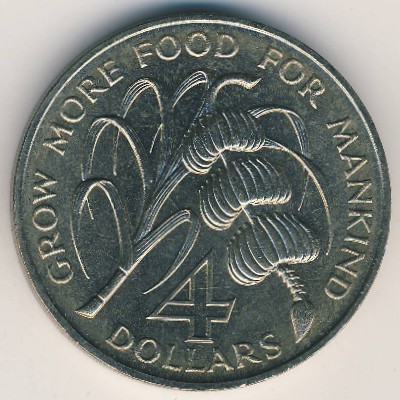 Barbados, 4 dollars, 1970
