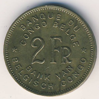 Belgian Congo, 2 francs, 1946–1947
