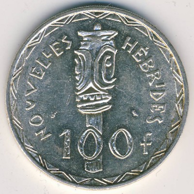 New Hebrides, 100 francs, 1966