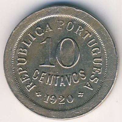 Portugal, 10 centavos, 1920–1921