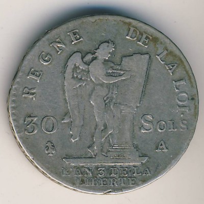 France, 30 sols, 1791–1792