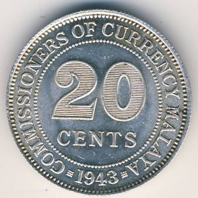 Malaya, 20 cents, 1943–1945