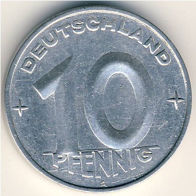 German Democratic Republic, 10 pfennig, 1952–1953