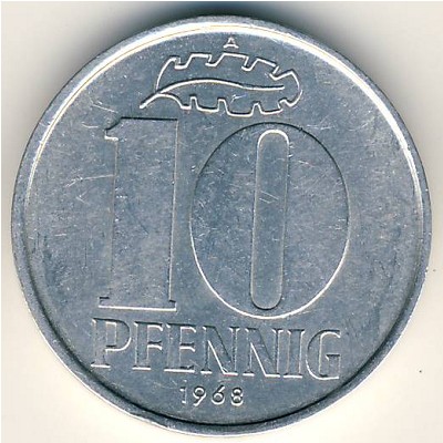 German Democratic Republic, 10 pfennig, 1963–1990