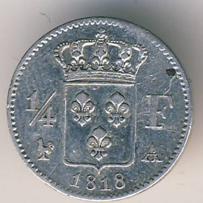 Франция, 1/4 франка (1817–1824 г.)