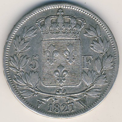 France, 5 francs, 1827–1830