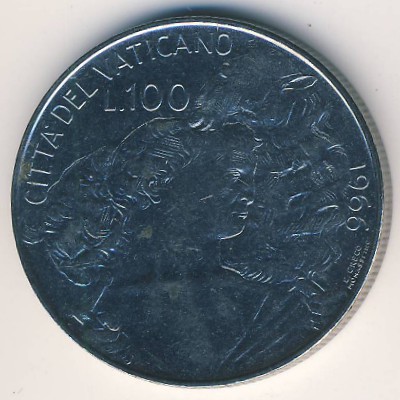 Vatican City, 100 lire, 1966