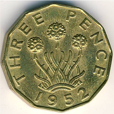 Great Britain, 3 pence, 1949–1952