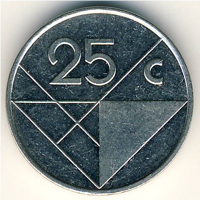 Aruba, 25 cents, 1986–2019