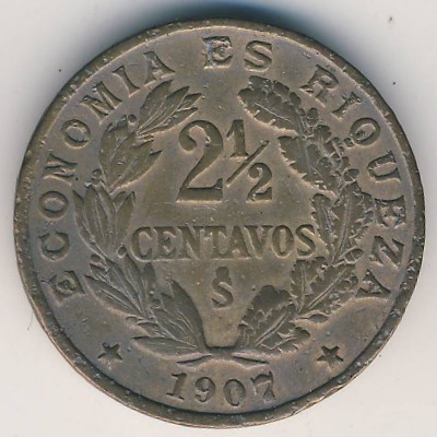 Chile, 2 1/2 centavos, 1904–1908