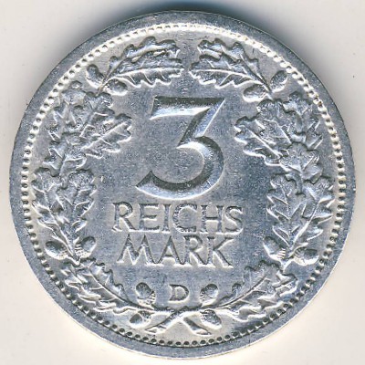 Weimar Republic, 3 reichsmark, 1931–1933