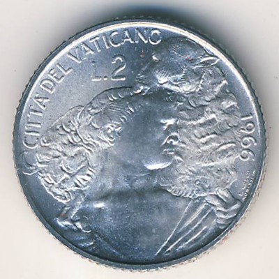 Vatican City, 2 lire, 1966