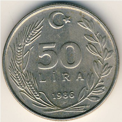 Turkey, 50 lira, 1984–1987