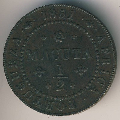 Angola, 1/2 macuta, 1848–1853