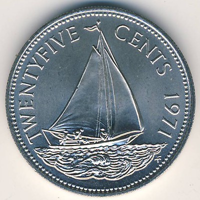 Bahamas, 25 cents, 1971–1973
