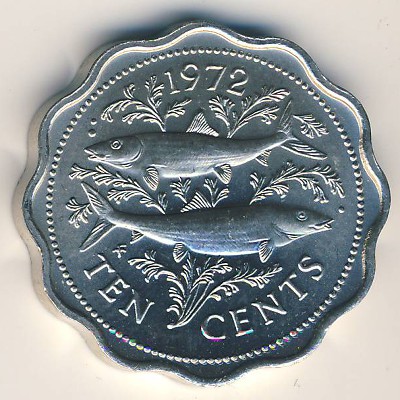 Багамские острова, 10 центов (1971–1973 г.)