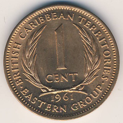 Восточные Карибы, 1 цент (1955–1965 г.)