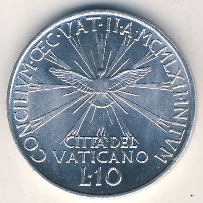 Vatican City, 10 lire, 1962