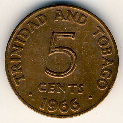 Trinidad & Tobago, 5 cents, 1966–1972