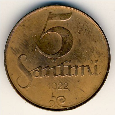Latvia, 5 santimi, 1922–1923