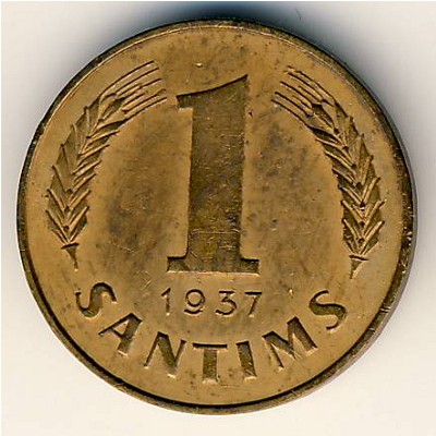 Латвия, 1 сантим (1937–1939 г.)