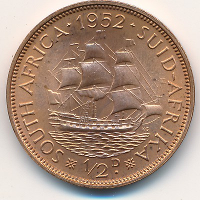 South Africa, 1/2 penny, 1951–1952