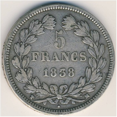 France, 5 francs, 1832–1839