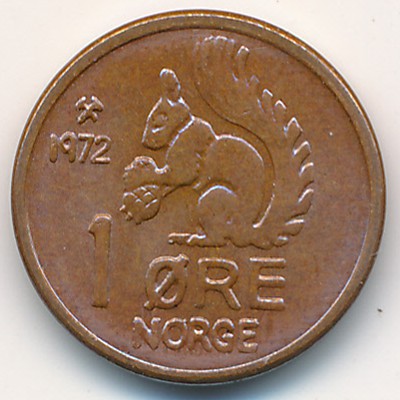 Norway, 1 ore, 1958–1972