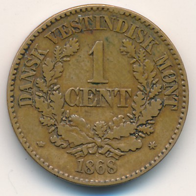 Danish West Indies, 1 cent, 1868–1883