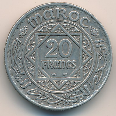Morocco, 20 francs, 1928–1933
