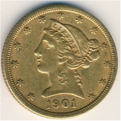 USA, 5 dollars, 1866–1908