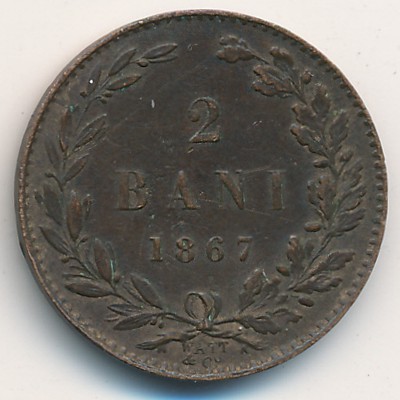 Romania, 2 bani, 1867