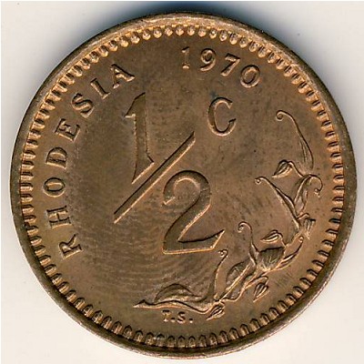 Родезия, 1/2 цента (1970–1977 г.)