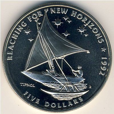 Marshall Islands, 5 dollars, 1992