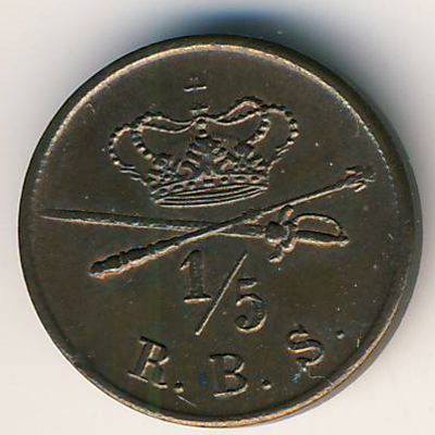 Denmark, 1/5 rigsbankskilling, 1842