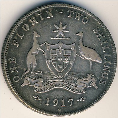 Australia, 1 florin, 1911–1936