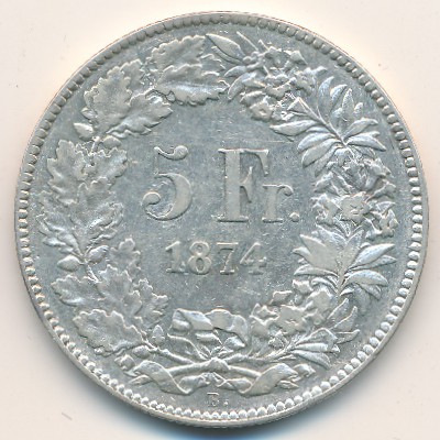 Switzerland, 5 francs, 1850–1884