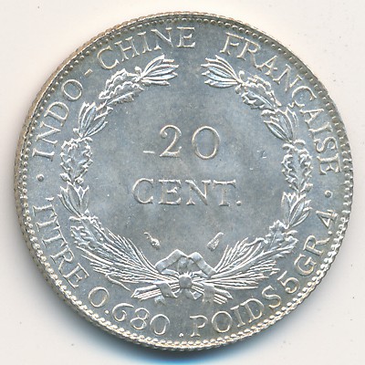 French Indo China, 20 cents, 1937