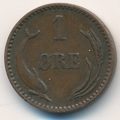 Denmark, 1 ore, 1874–1892