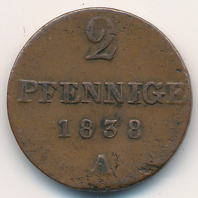 Hannover, 2 pfennig, 1837–1846