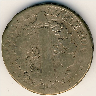 Франция, 2 соля (1791–1793 г.)