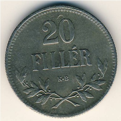 Hungary, 20 filler, 1914–1922