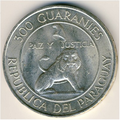 Paraguay, 300 guaranies, 1968