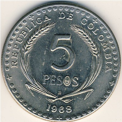 Колумбия, 5 песо (1968 г.)