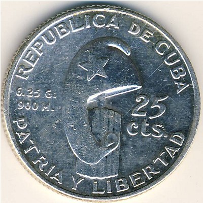 Cuba, 25 centavos, 1953