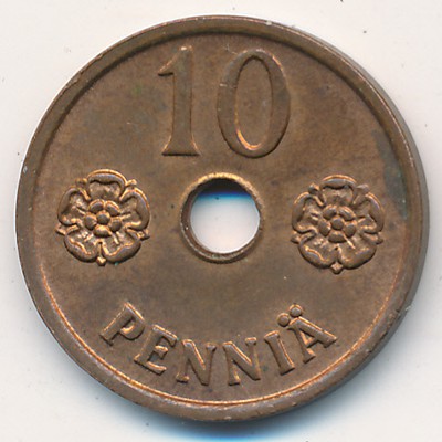 Finland, 10 pennia, 1941–1943