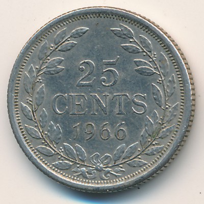 Либерия, 25 центов (1966 г.)