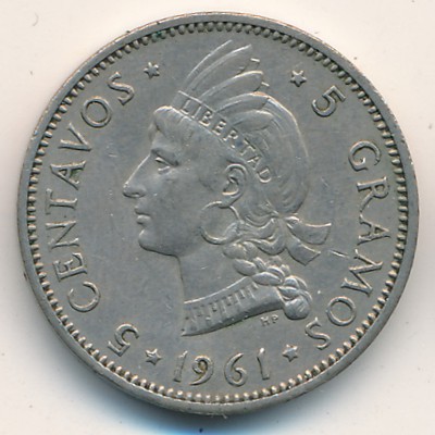 Dominican Republic, 5 centavos, 1937–1974