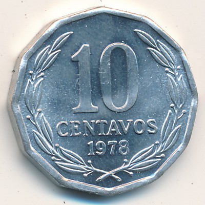 Chile, 10 centavos, 1976–1979