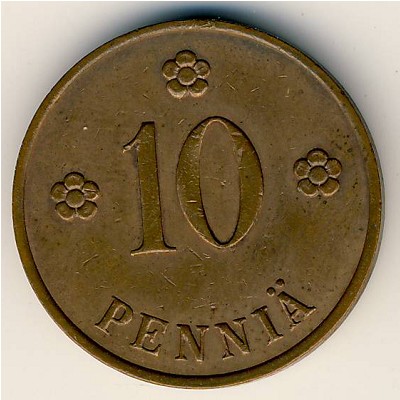 Finland, 10 pennia, 1919–1940